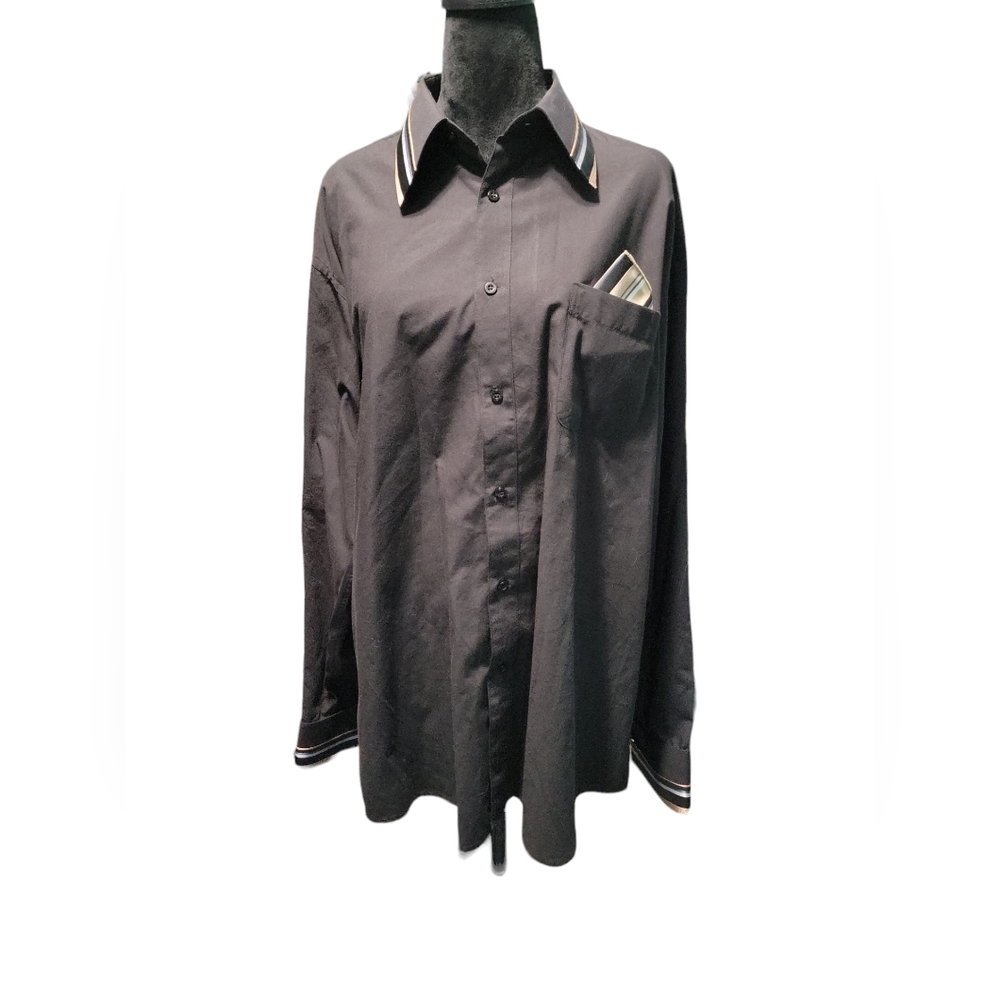 Daniel Ellissa Dress Shirt With Cuff Links And Hankerchief 16.5 Inch Neck Men's